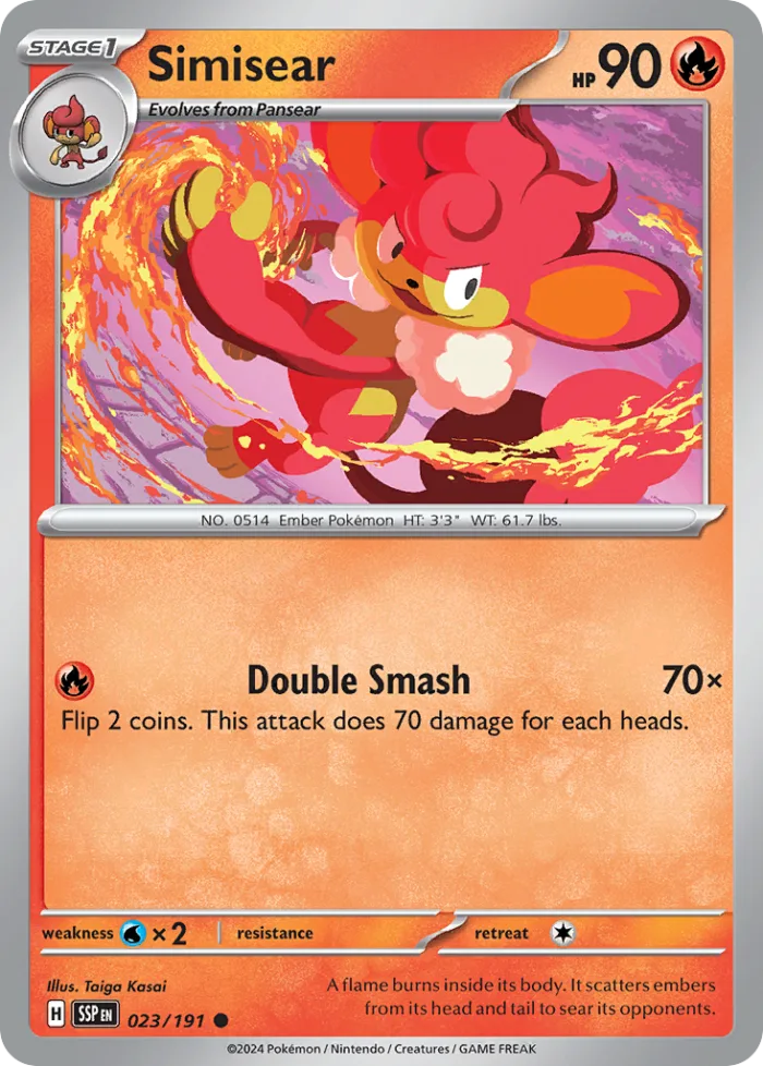 Simisear #23 Surging Sparks Pokemon card