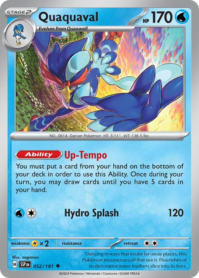 Quaquaval #52 Surging Sparks Pokemon card