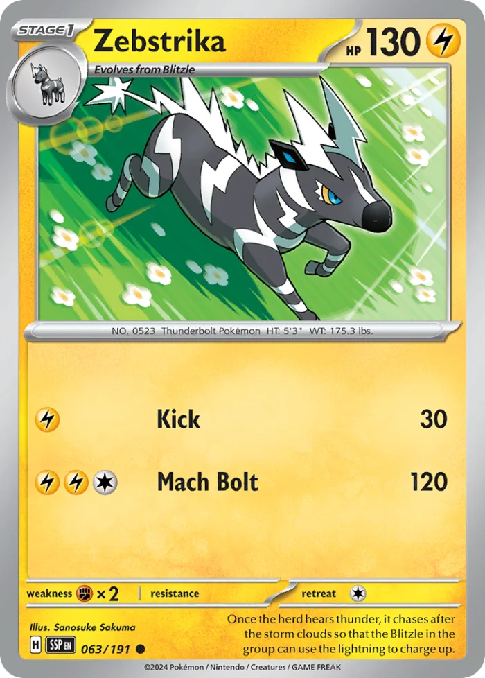 Zebstrika #63 Surging Sparks Pokemon card