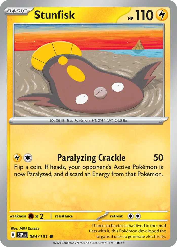 Stunfisk #64 Surging Sparks Pokemon card