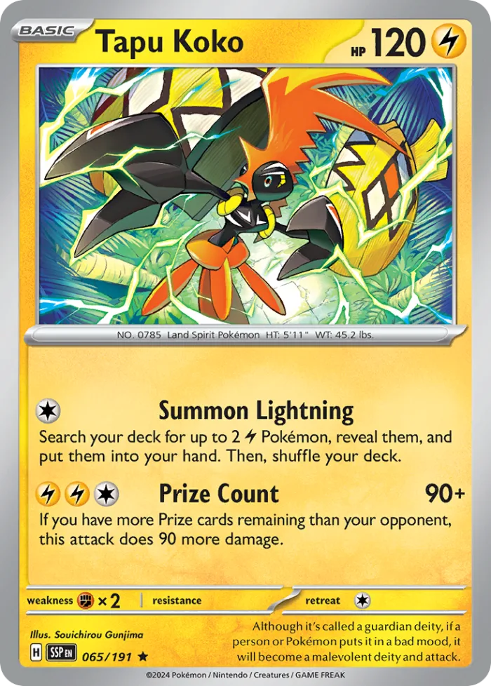 Tapu Koko #65 Surging Sparks Pokemon card