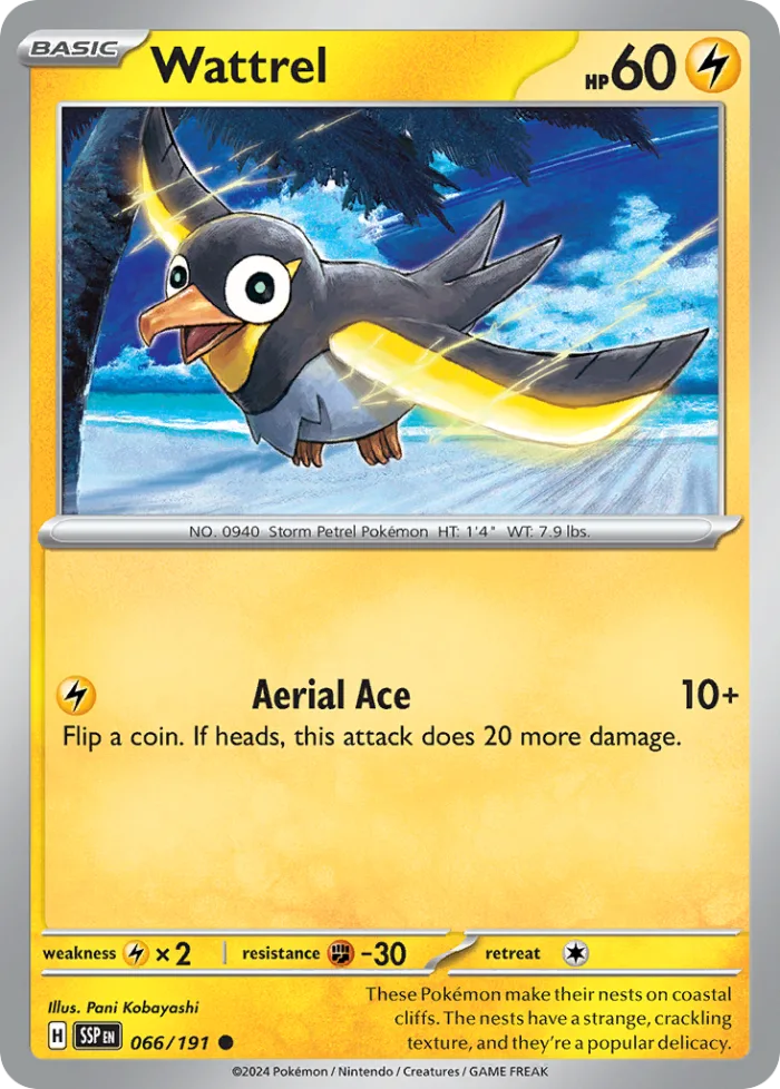 Wattrel #66 Surging Sparks Pokemon card