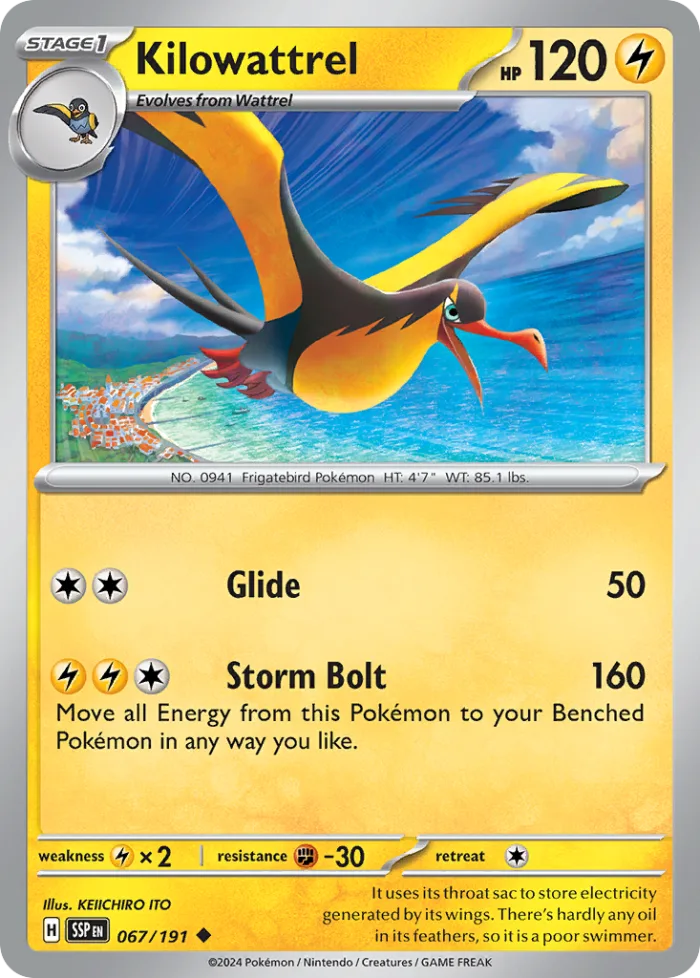 Kilowattrel #67 Surging Sparks Pokemon card