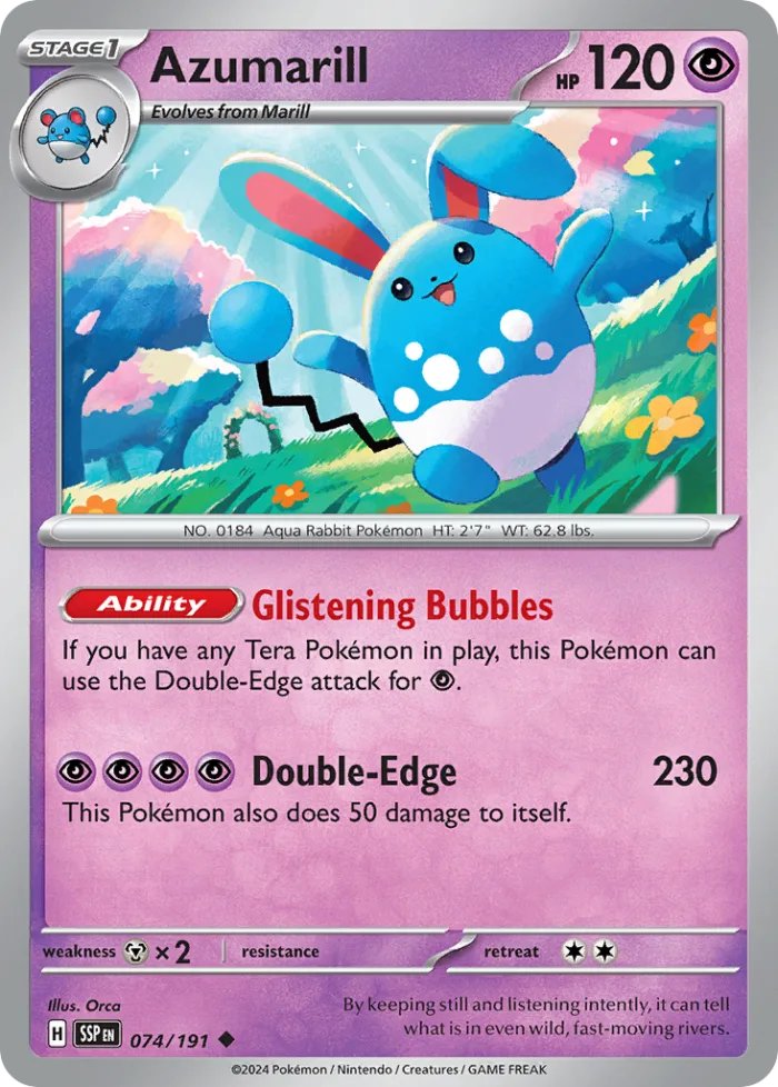 Azumarill #74 Surging Sparks Pokemon card