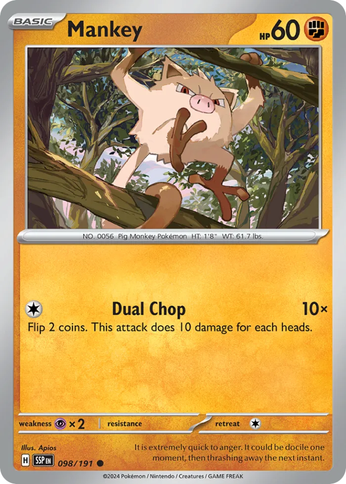 Mankey #98 Surging Sparks Pokemon card