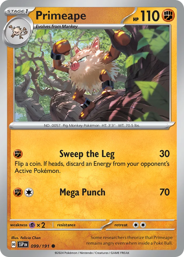 Primeape #99 Surging Sparks Pokemon card