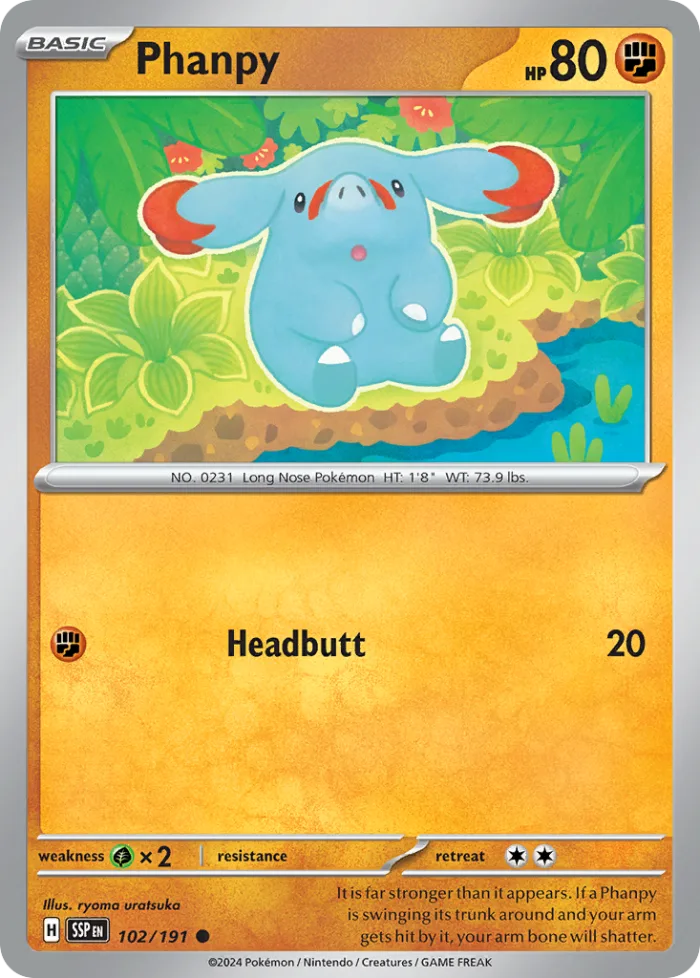 Phanpy #102 Surging Sparks Pokemon card