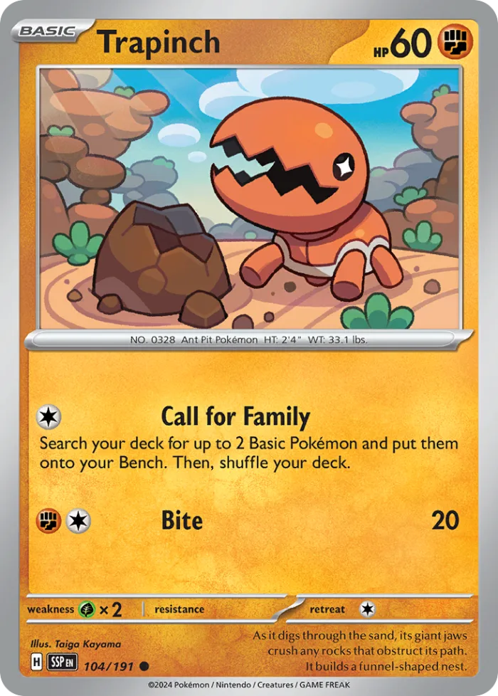 Trapinch #104 Surging Sparks Pokemon card