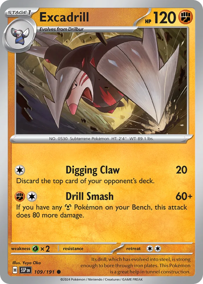 Excadrill #109 Surging Sparks Pokemon card