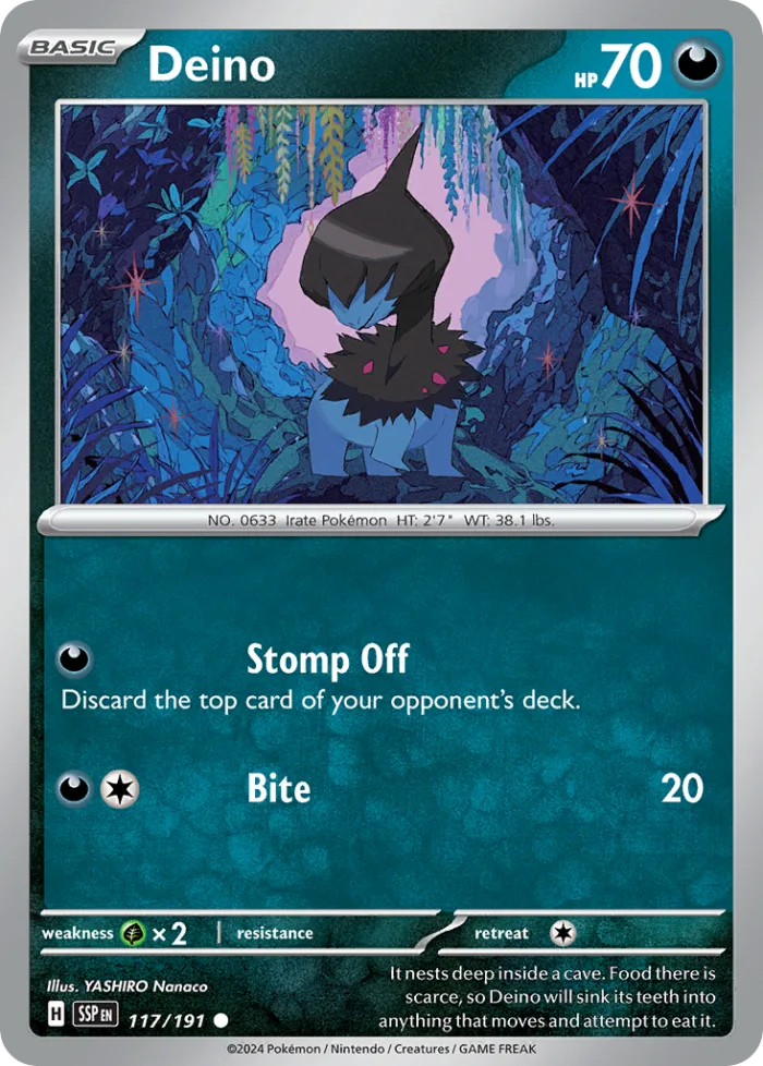 Deino #117 Surging Sparks Pokemon card