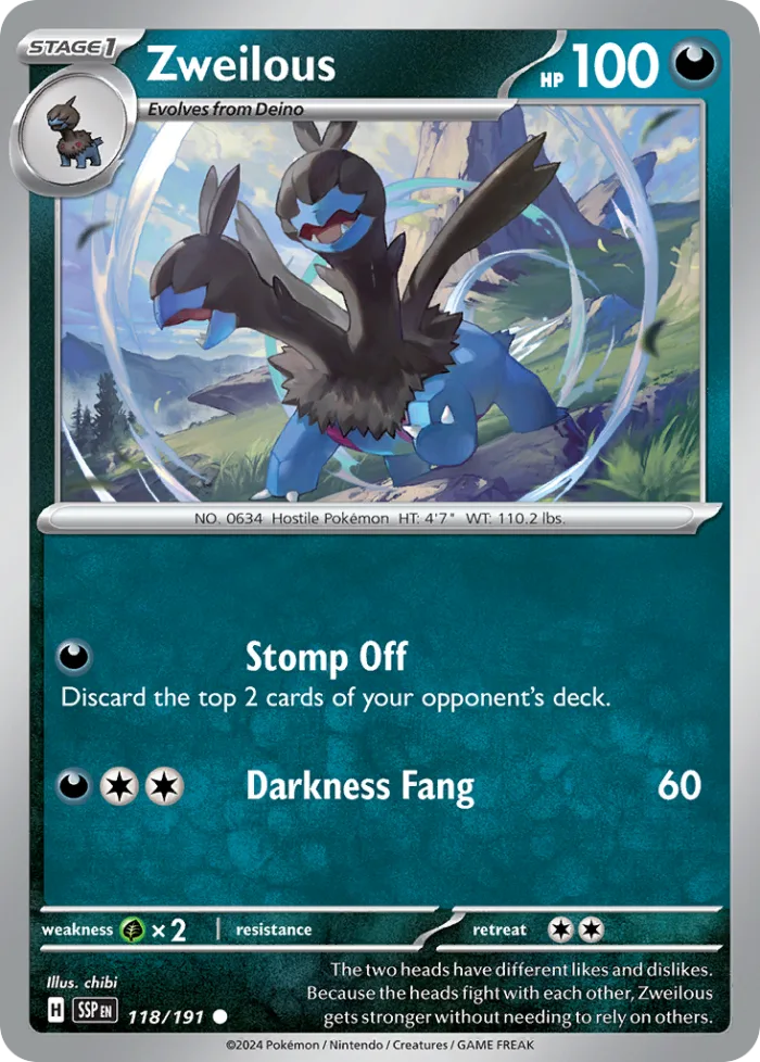Zweilous #118 Surging Sparks Pokemon card