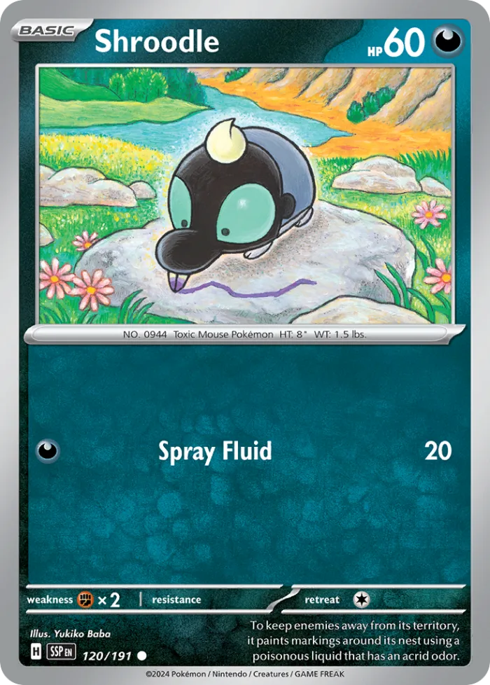 Shroodle #120 Surging Sparks Pokemon card