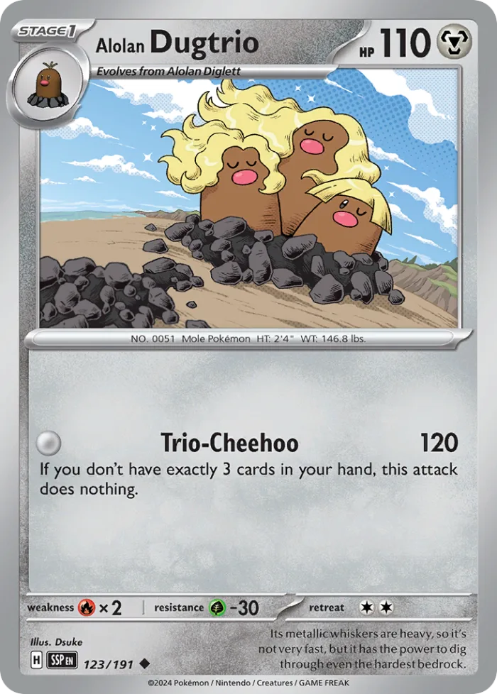 Alolan Dugtrio #123 Surging Sparks Pokemon card