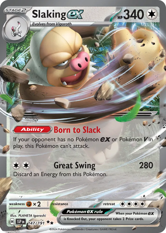 Slaking ex #147 Surging Sparks Pokemon card