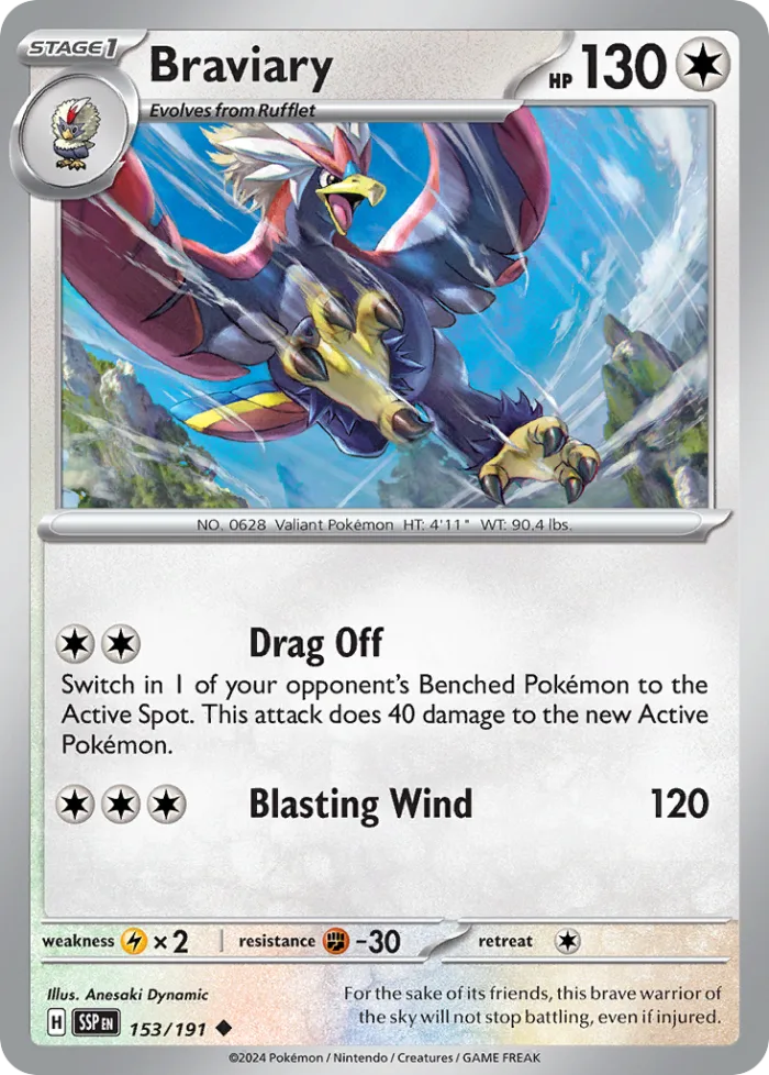 Braviary #153 Surging Sparks Pokemon card