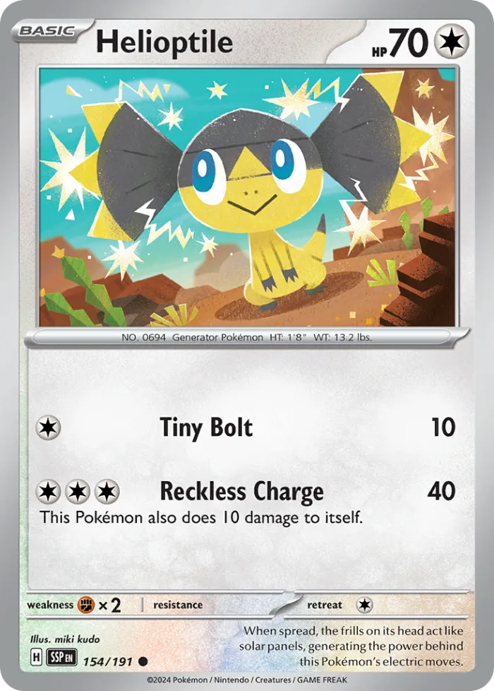 Helioptile #154 Surging Sparks Pokemon card
