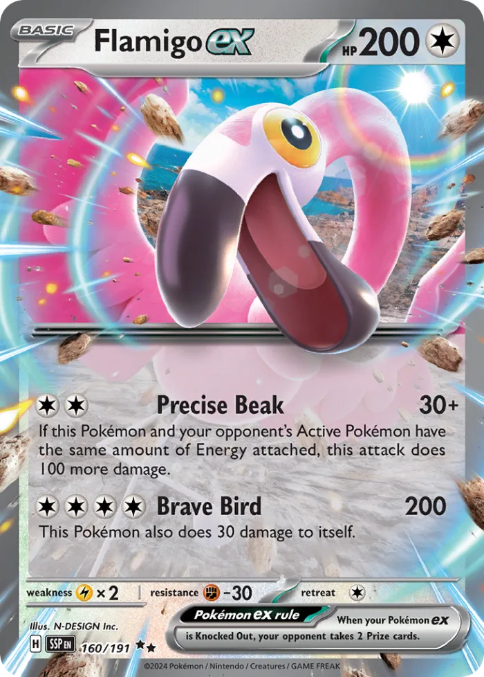 Flamigo ex #160 Surging Sparks Pokemon card