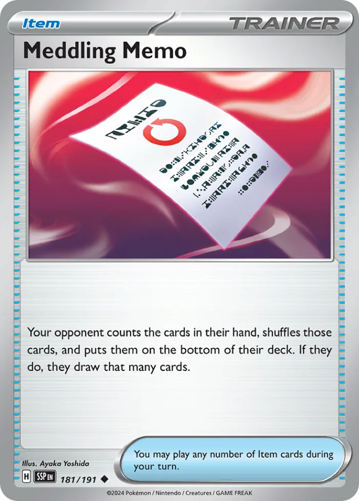 Meddling Memo #181 Surging Sparks Pokemon card