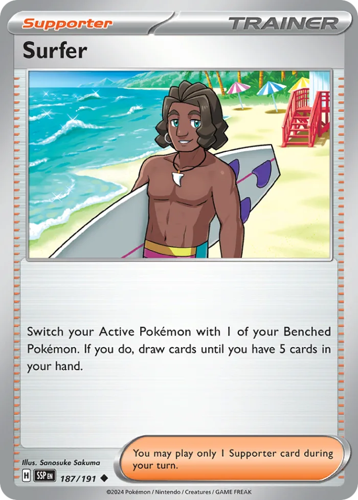 Surfer #187 Surging Sparks Pokemon card