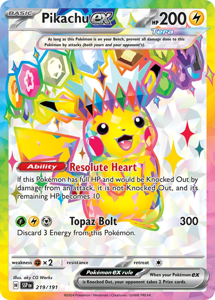 Pikachu ex #219 Surging Sparks Pokemon card