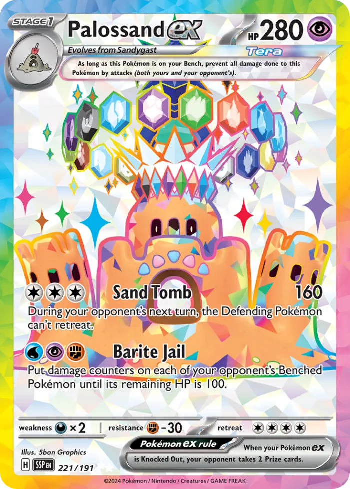 Palossand ex #221 Surging Sparks Pokemon card