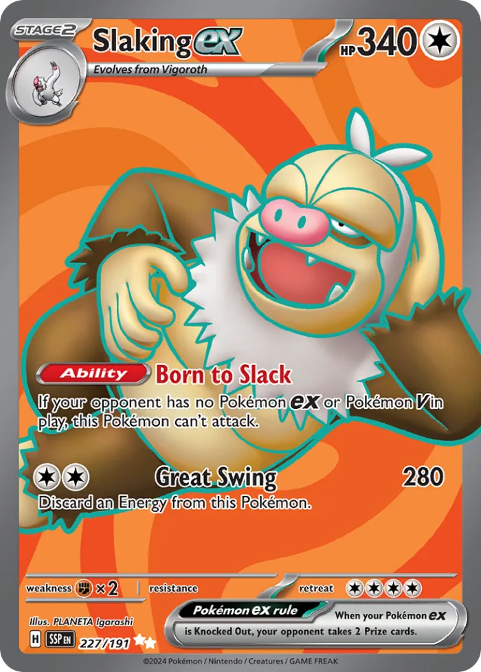 Slaking ex #227 Surging Sparks Pokemon card