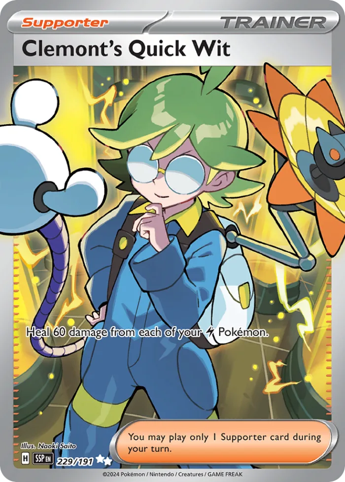 Clemont's Quick Wit #229 Surging Sparks Pokemon card