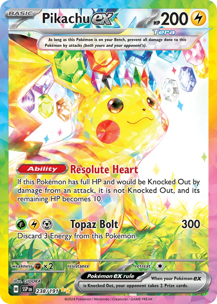 Pikachu ex #238 Surging Sparks Pokemon card