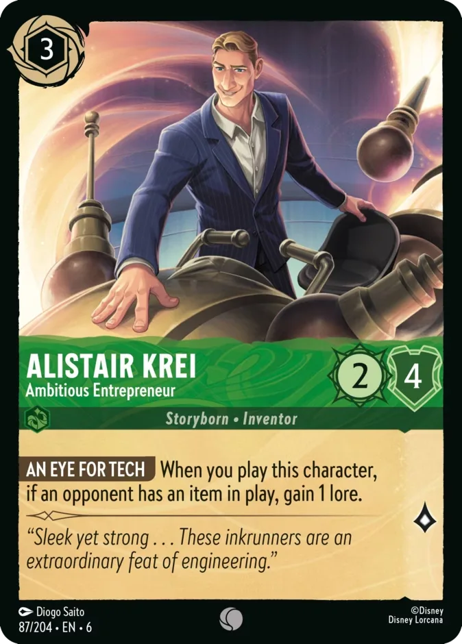 Alistair Krei #87 Azurite Sea Disney Lorcana card