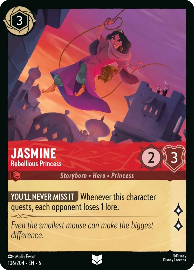 Jasmine #106 Azurite Sea Disney Lorcana card