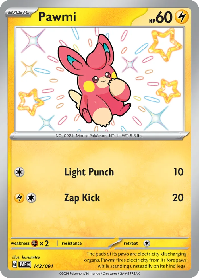 Pawmi #142 Paldean Fates Pokemon card