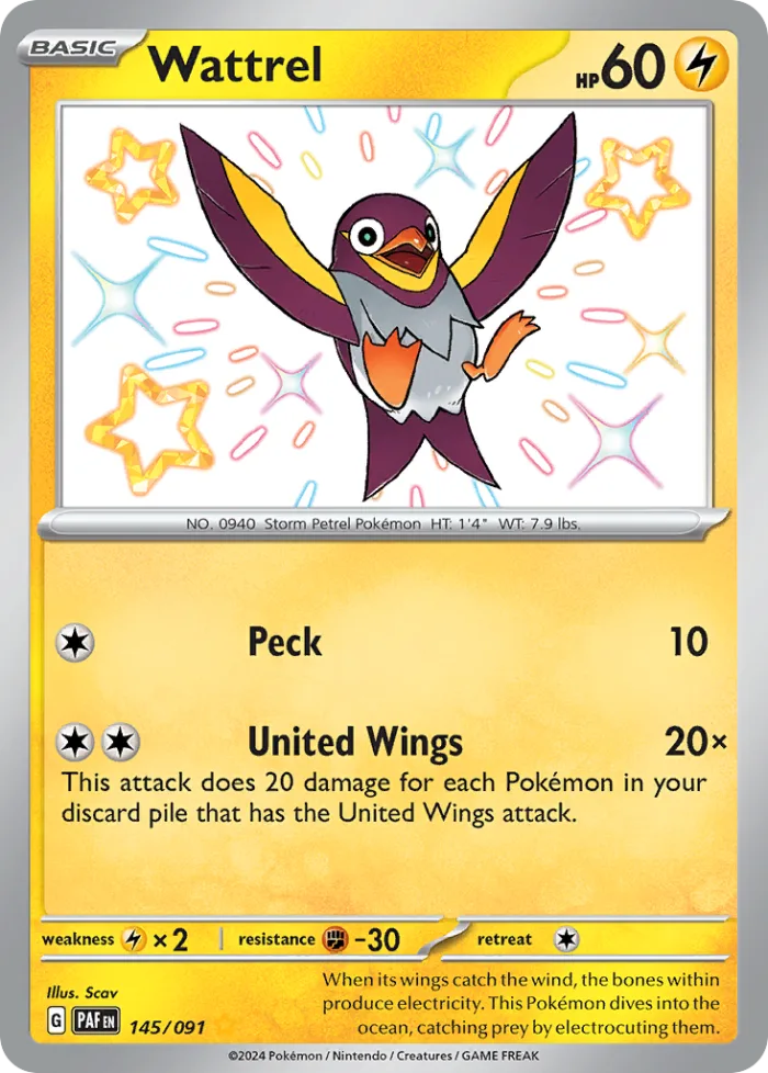 Wattrel #145 Paldean Fates Pokemon card