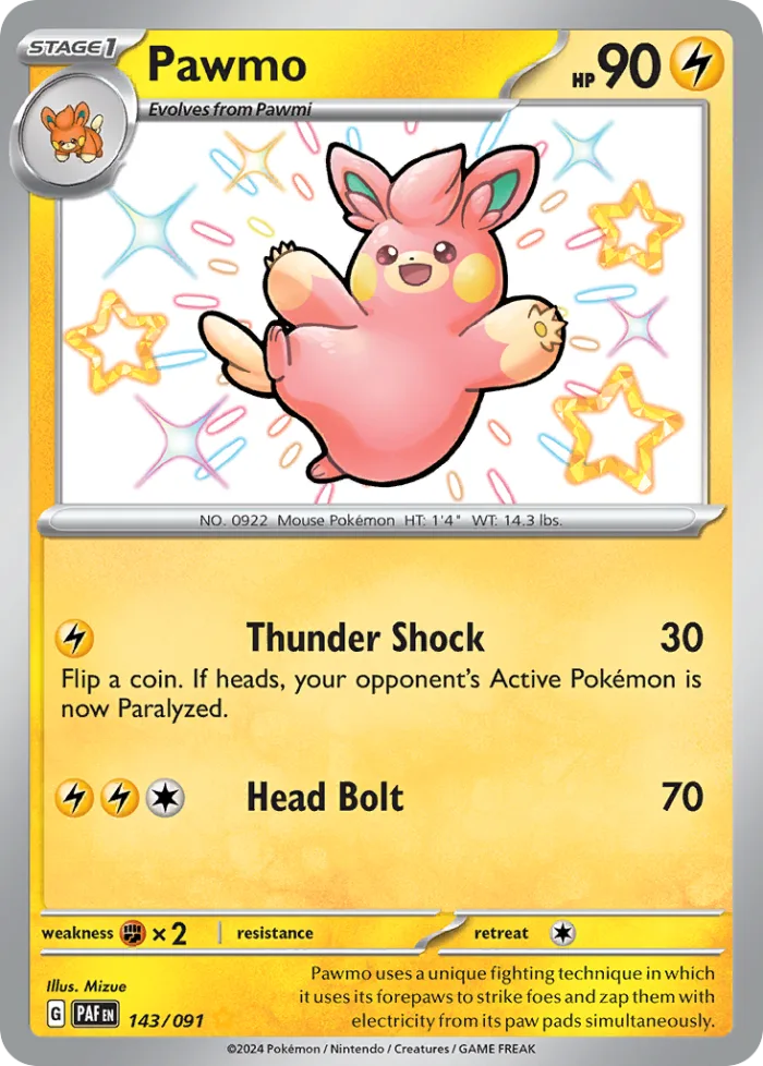 Pawmo #143 Paldean Fates Pokemon card