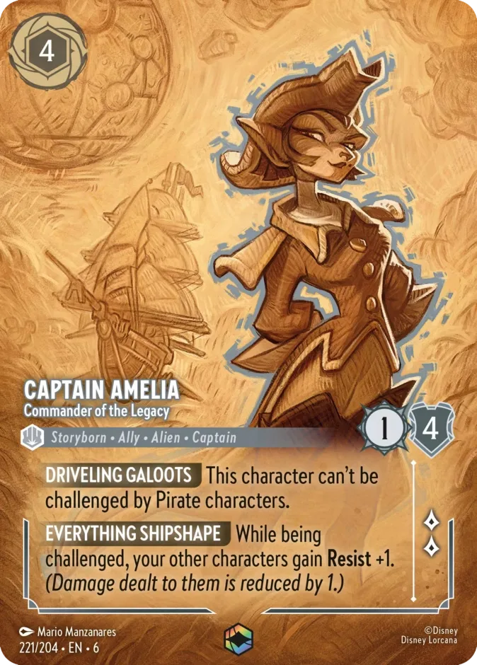 Captain Amelia #221 Azurite Sea Disney Lorcana card