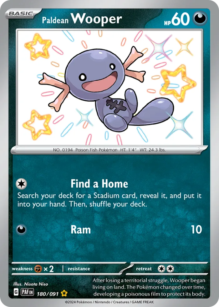 Paldean Wooper #180 Paldean Fates Pokemon card