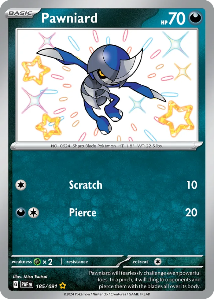 Pawniard #185 Paldean Fates Pokemon card