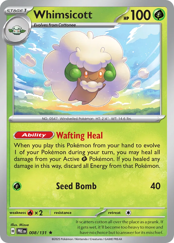 Whimsicott #8 Prismatic Evolutions Pokemon card
