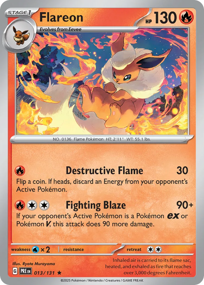 Flareon #13 Prismatic Evolutions Pokemon card