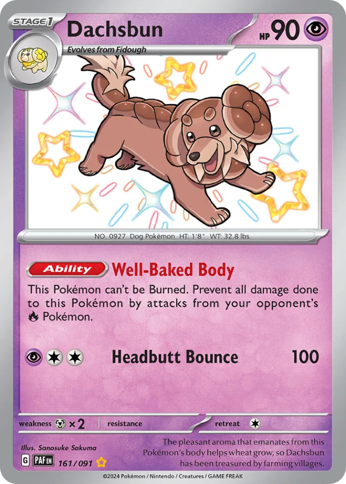 Dachsbun #161 Paldean Fates Pokemon card