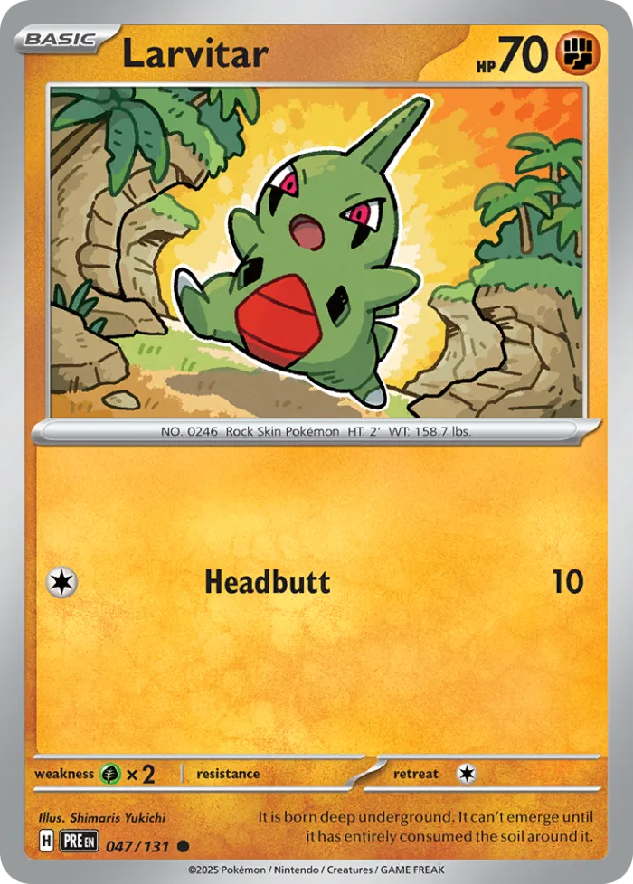 Larvitar #47 Prismatic Evolutions Pokemon card