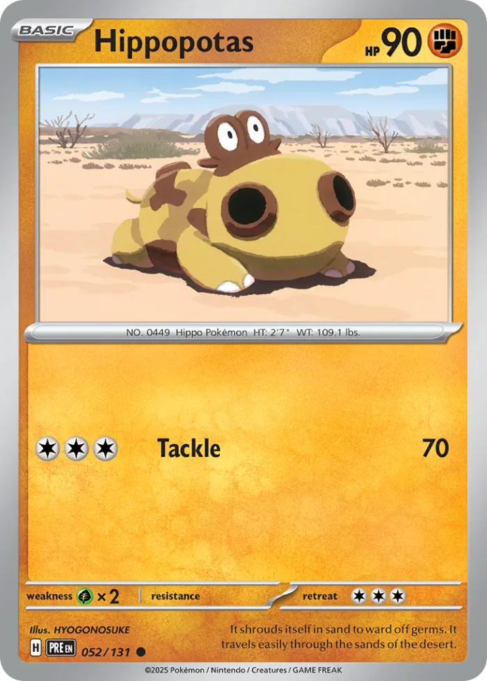 Hippopotas #52 Prismatic Evolutions Pokemon card