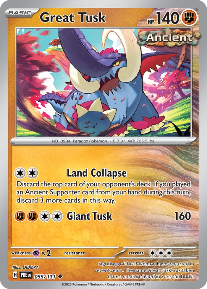 Great Tusk #55 Prismatic Evolutions Pokemon card