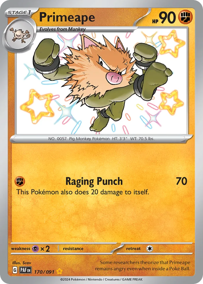 Primeape #170 Paldean Fates Pokemon card