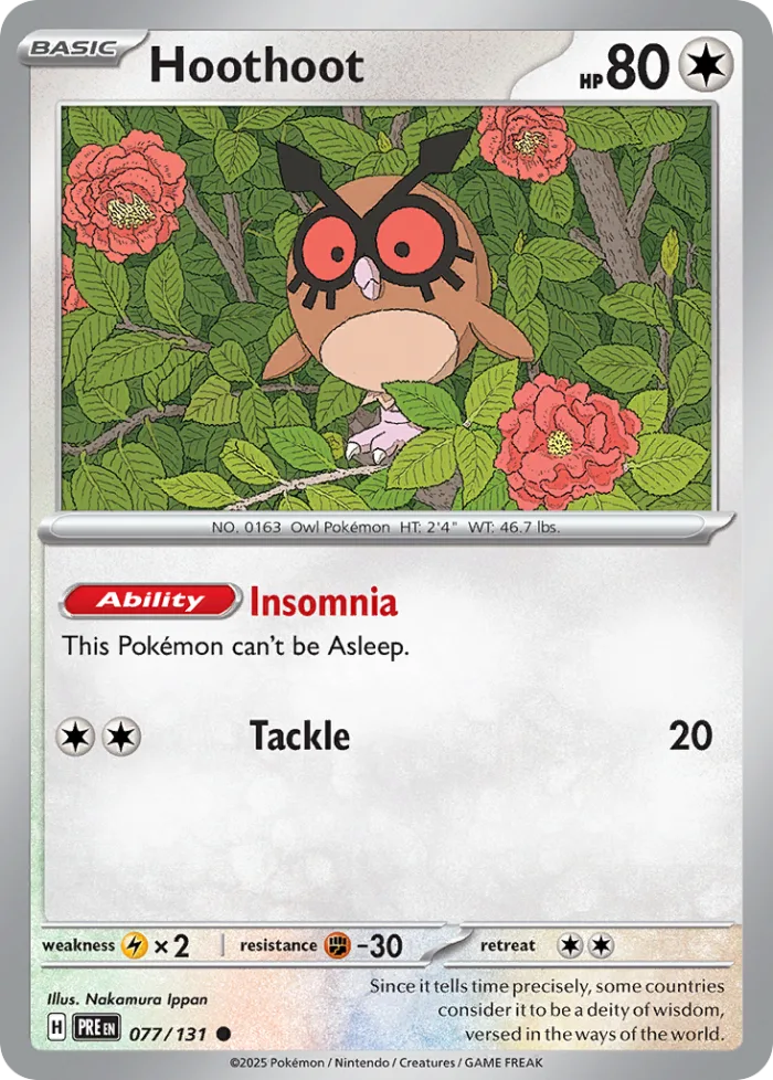 Hoothoot #77 Prismatic Evolutions Pokemon card