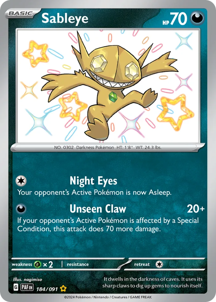 Sableye #184 Paldean Fates Pokemon card