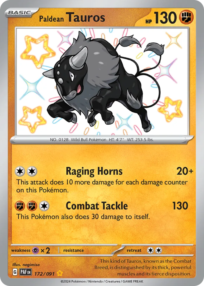 Paldean Tauros #172 Paldean Fates Pokemon card
