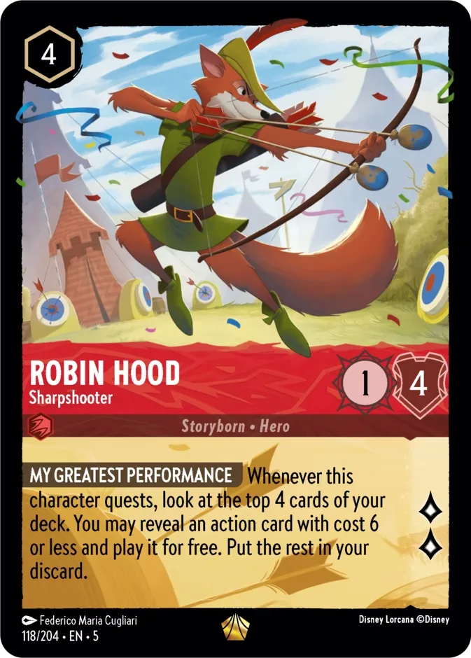 Robin Hood #118 Shimmering Skies Disney Lorcana card