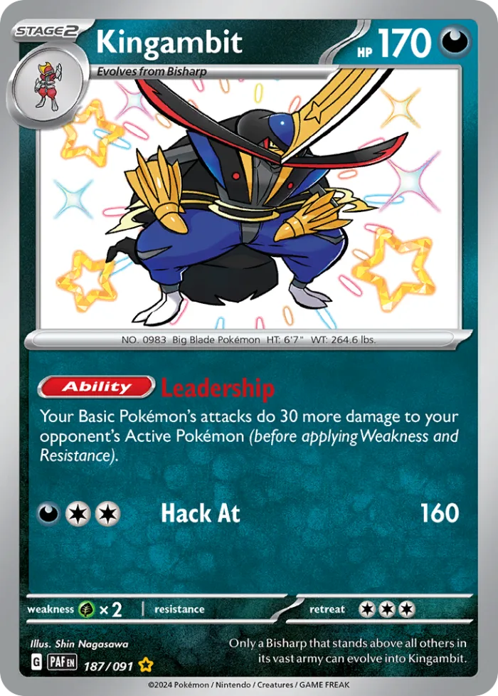 Kingambit #187 Paldean Fates Pokemon card