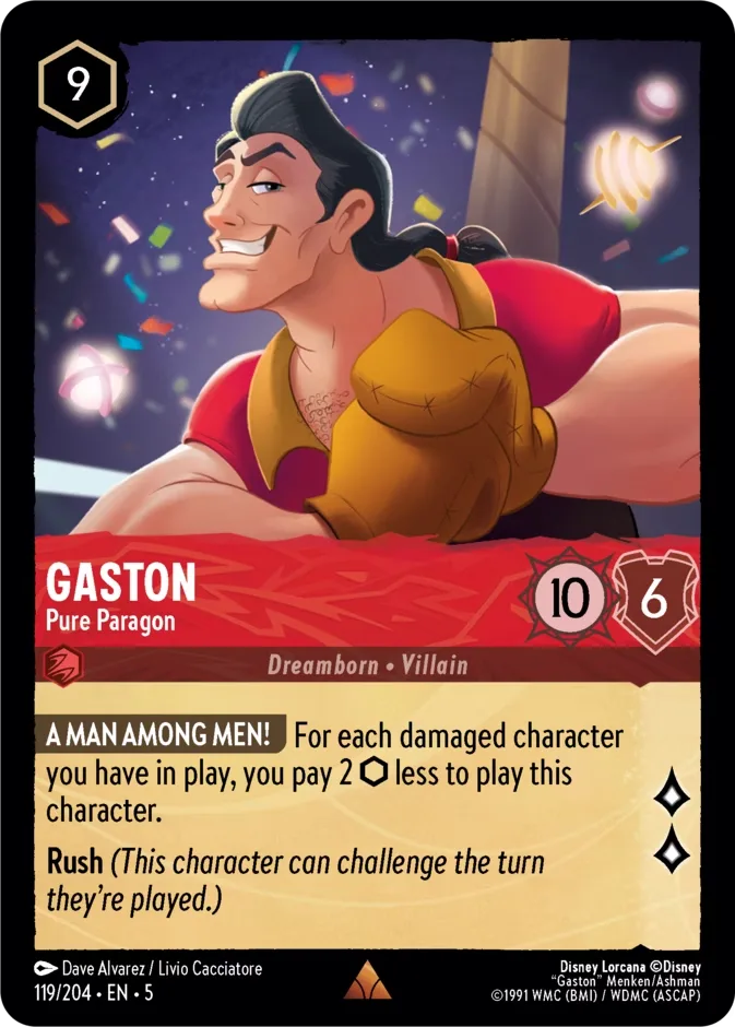 Gaston #119 Shimmering Skies Disney Lorcana card