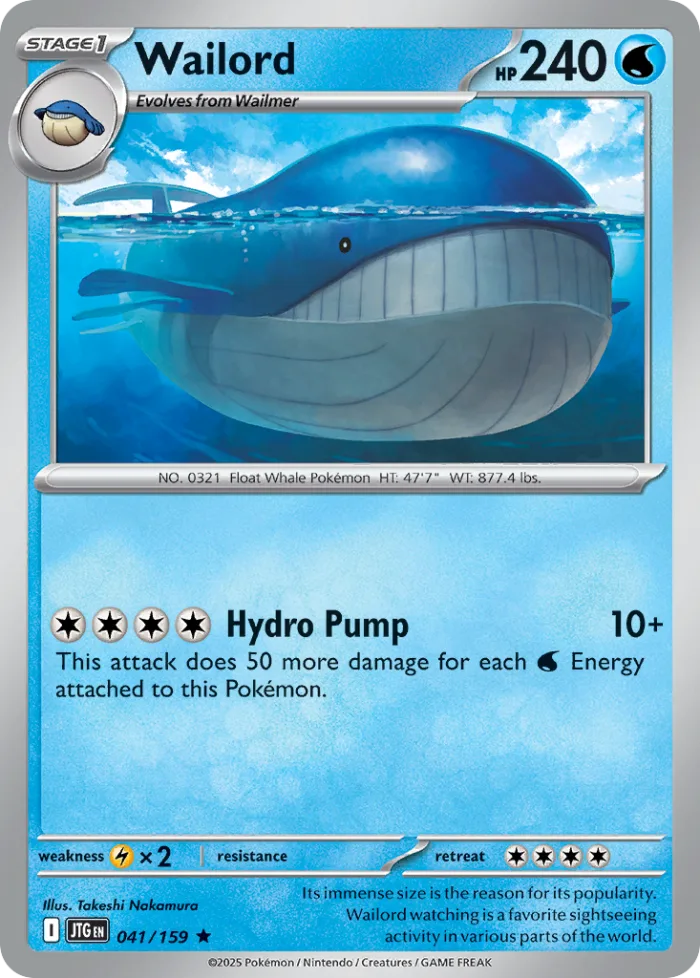 Wailord #41 Journey Together Pokemon card
